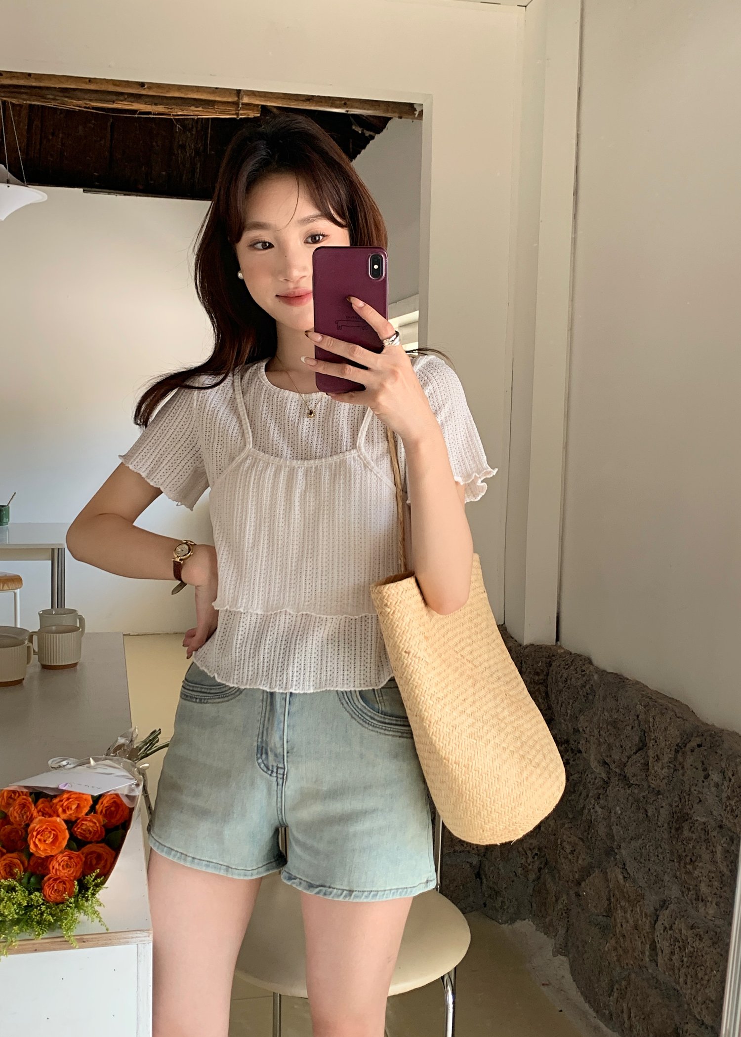 (DEFECT) Jolly Basic Top in Milk White