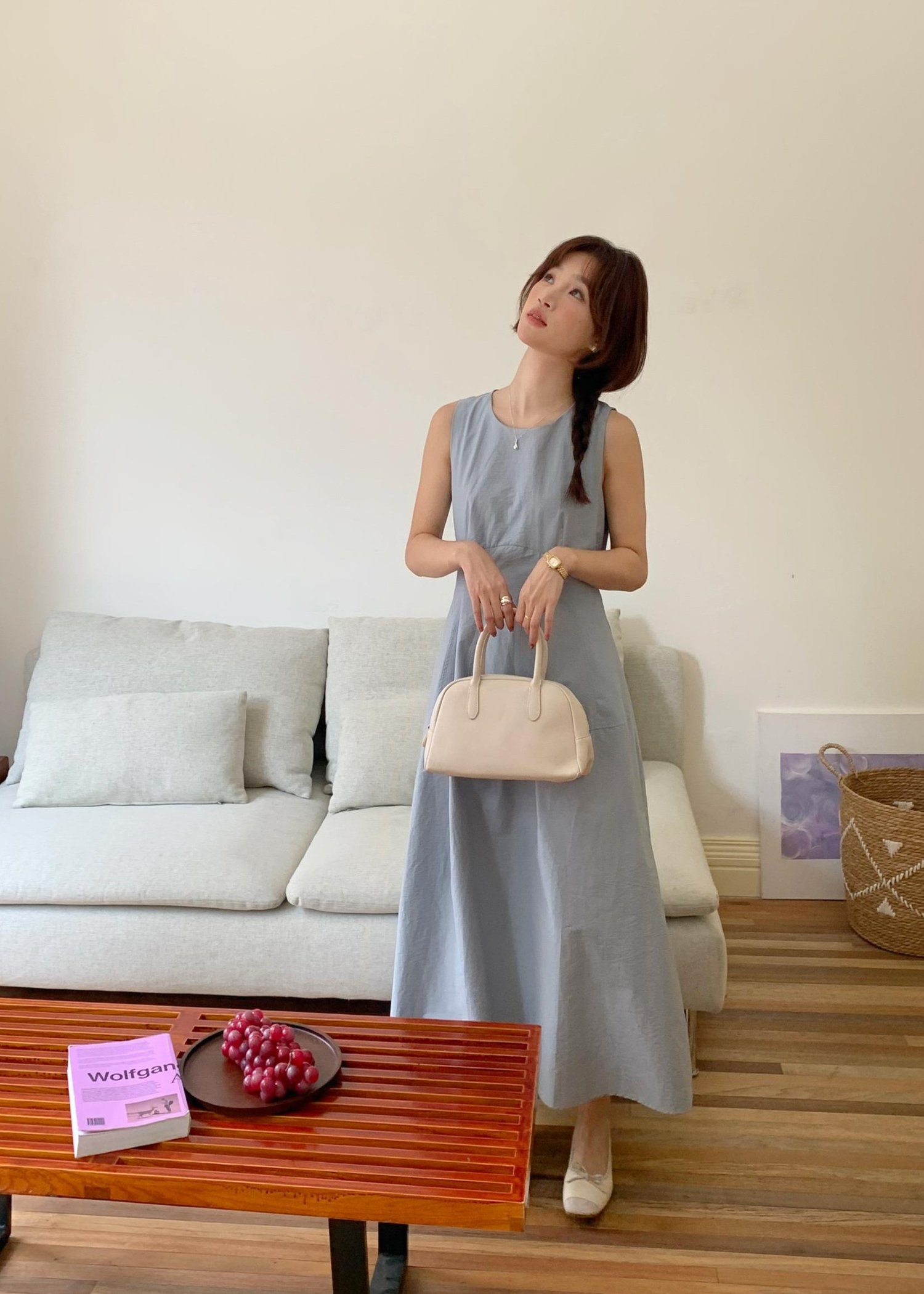 Mona A-Line Long Dress in Blue