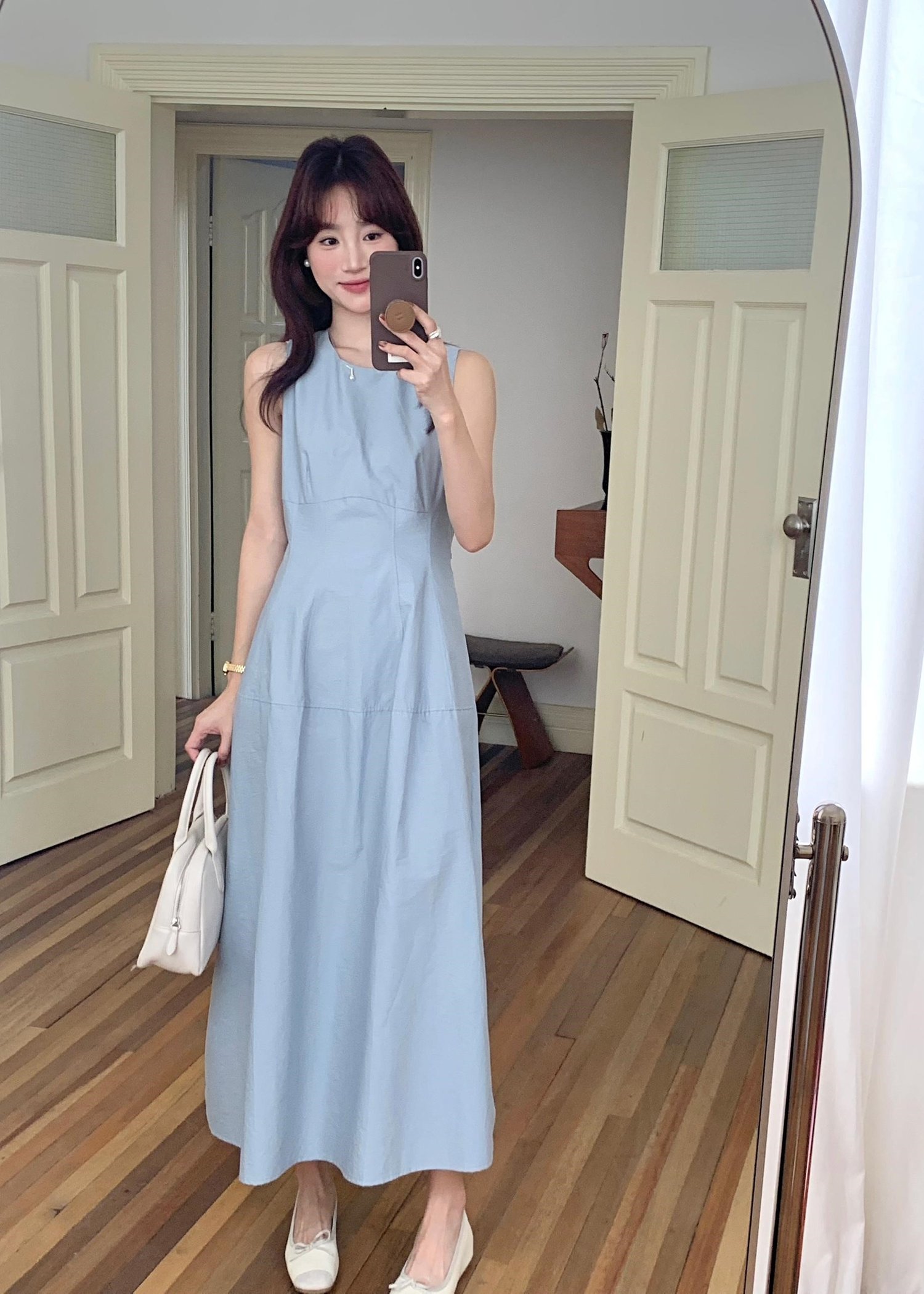 Mona A-Line Long Dress in Blue