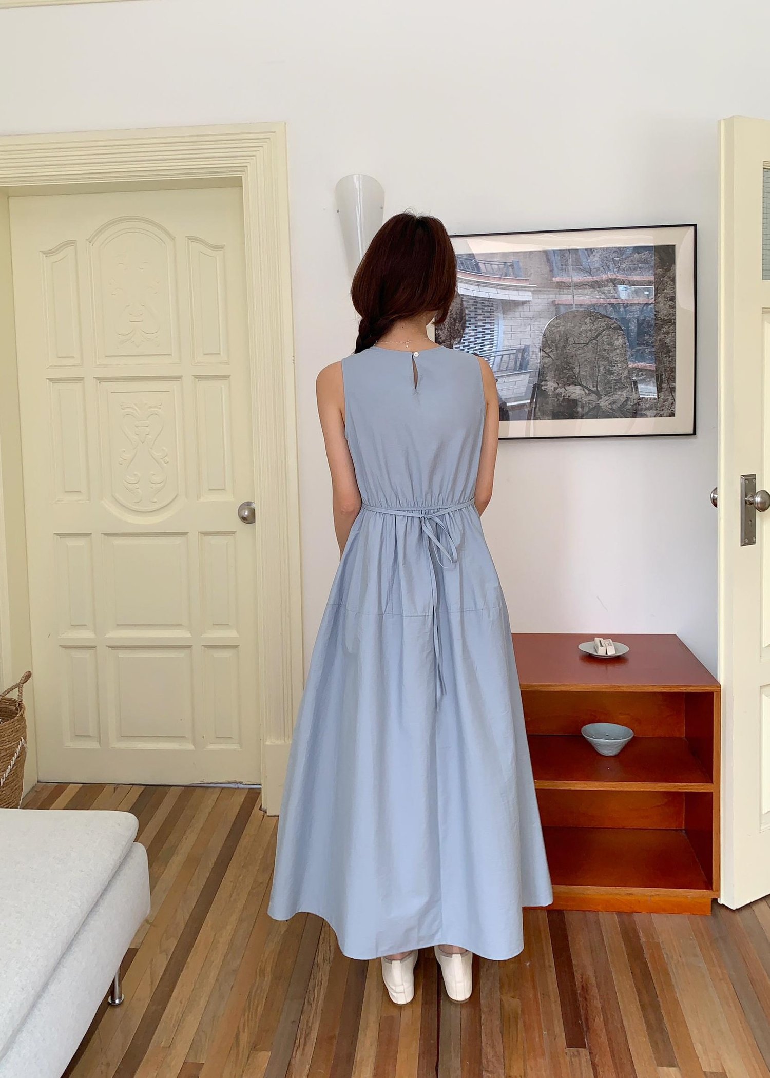 Mona A-Line Long Dress in Blue