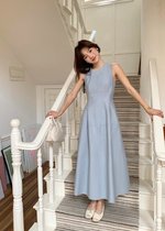 Mona A-Line Long Dress in Blue