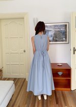 Mona A-Line Long Dress in Blue