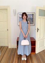Mona A-Line Long Dress in Blue