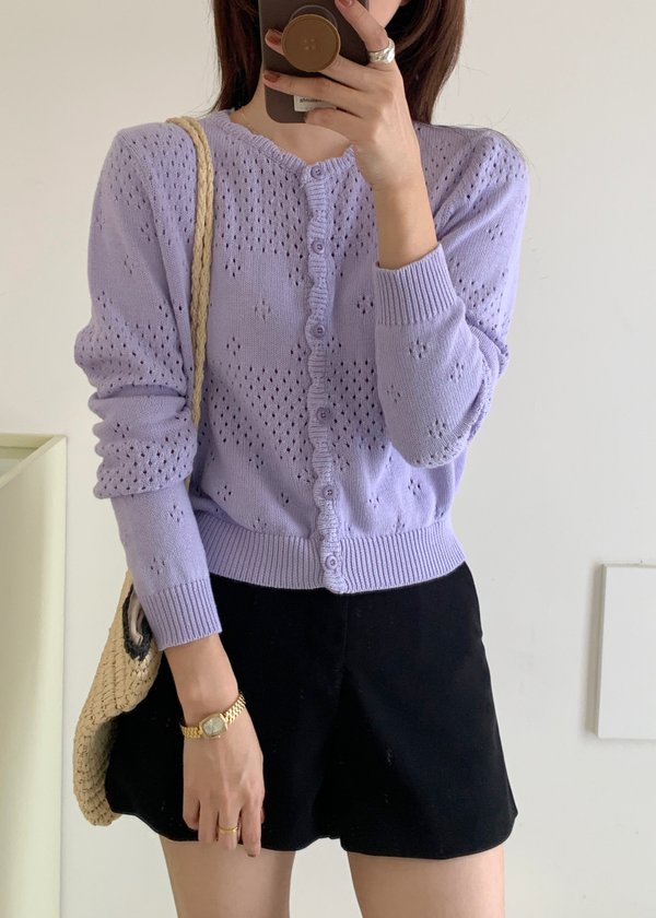 Alice Crochet Knit Long Sleeve in Lilac