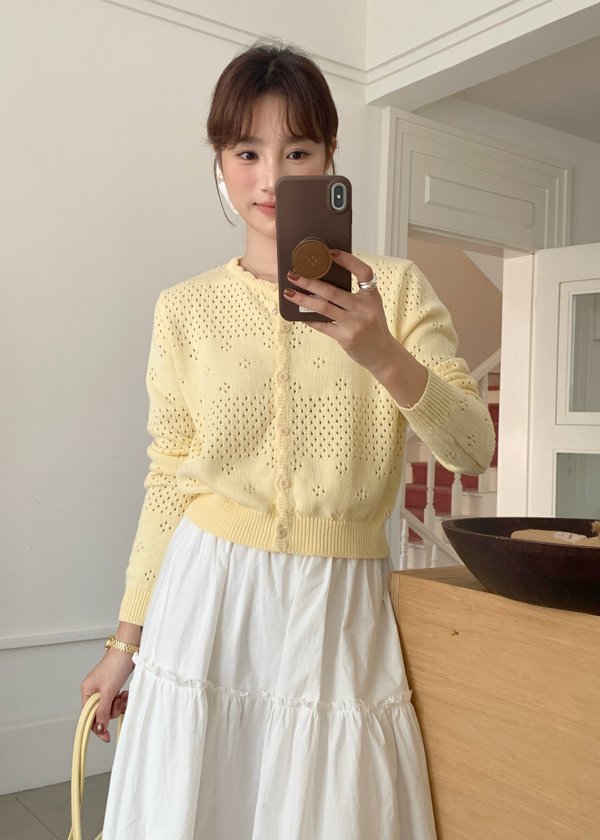 Alice Crochet Knit Long Sleeve in Yellow