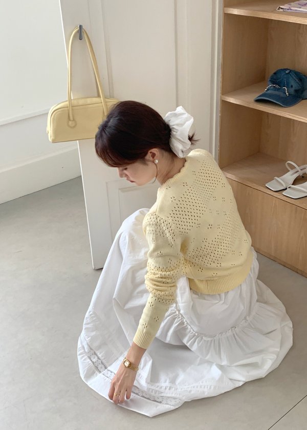 Alice Crochet Knit Long Sleeve in Yellow