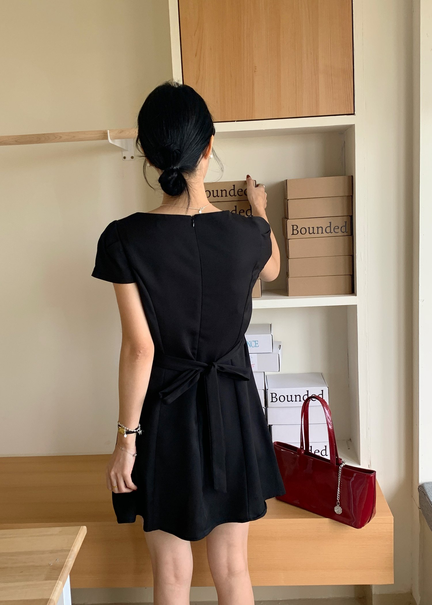 L’ Amour French Garden Mini Dress in Black