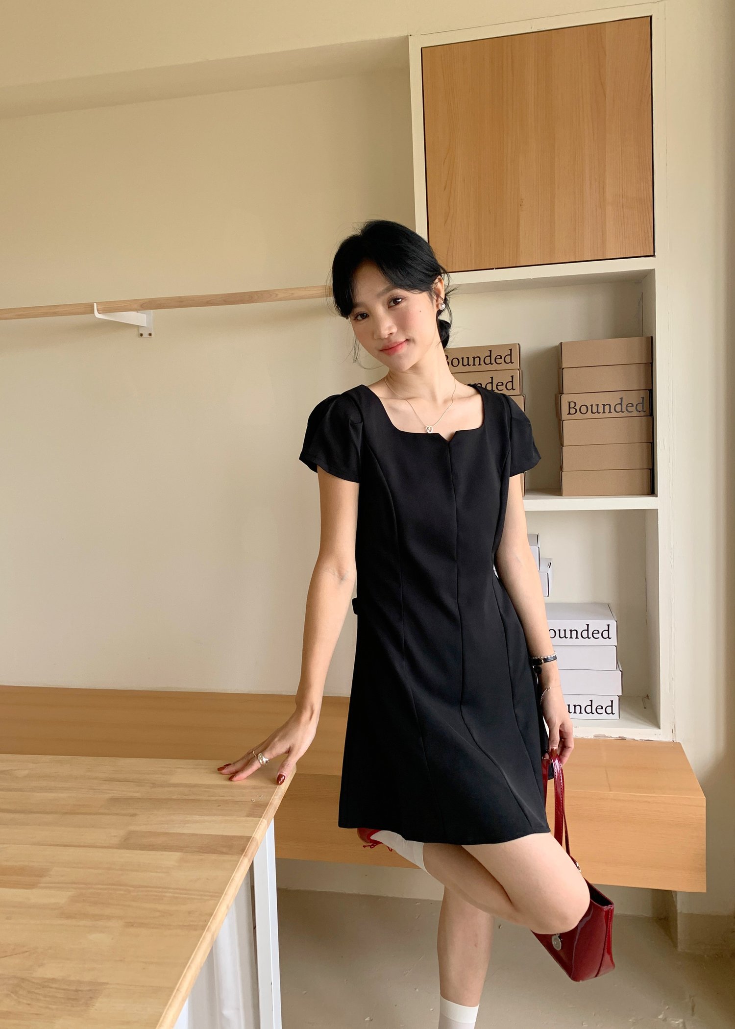 L’ Amour French Garden Mini Dress in Black