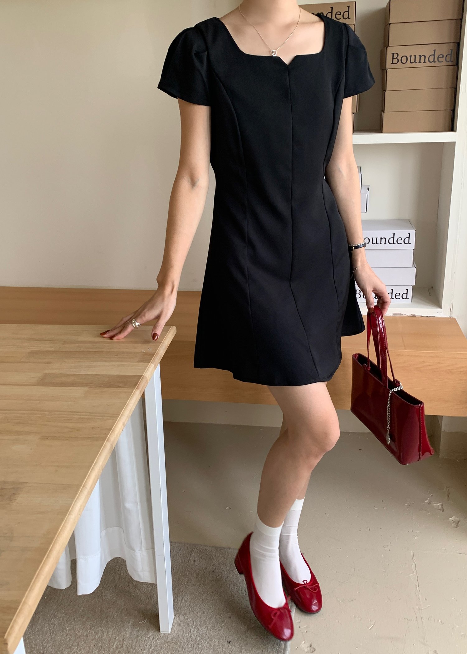 L’ Amour French Garden Mini Dress in Black