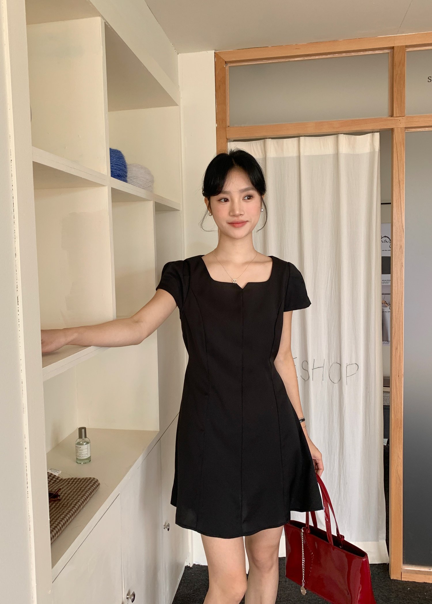 L’ Amour French Garden Mini Dress in Black