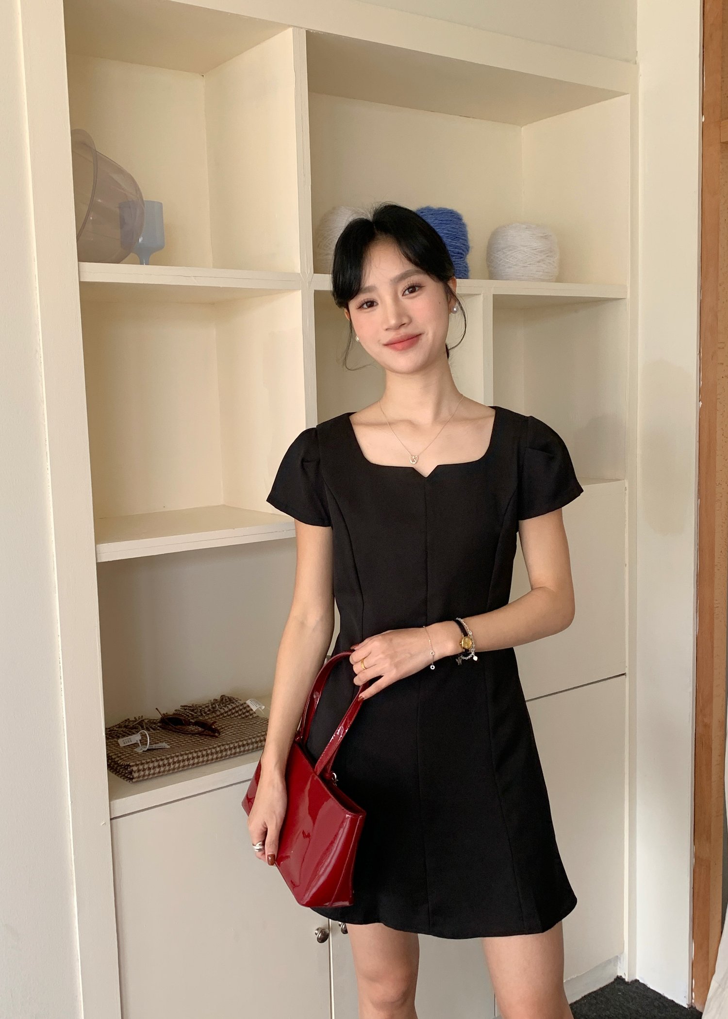 L’ Amour French Garden Mini Dress in Black