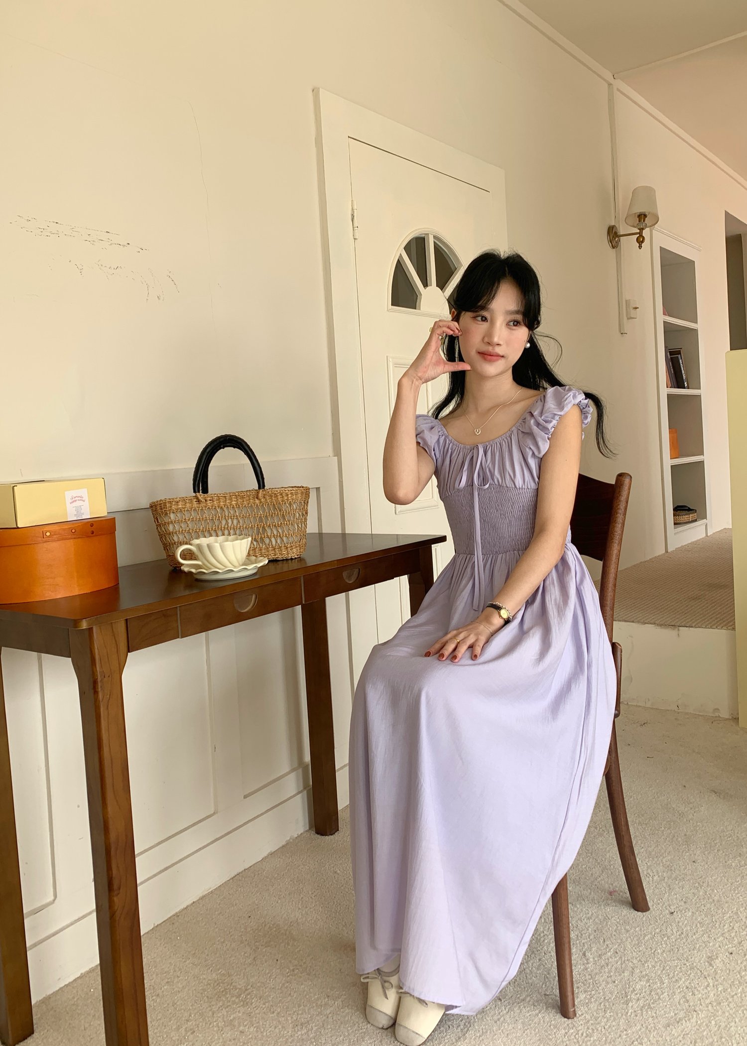 De Luna Long Dress in Baby Yam