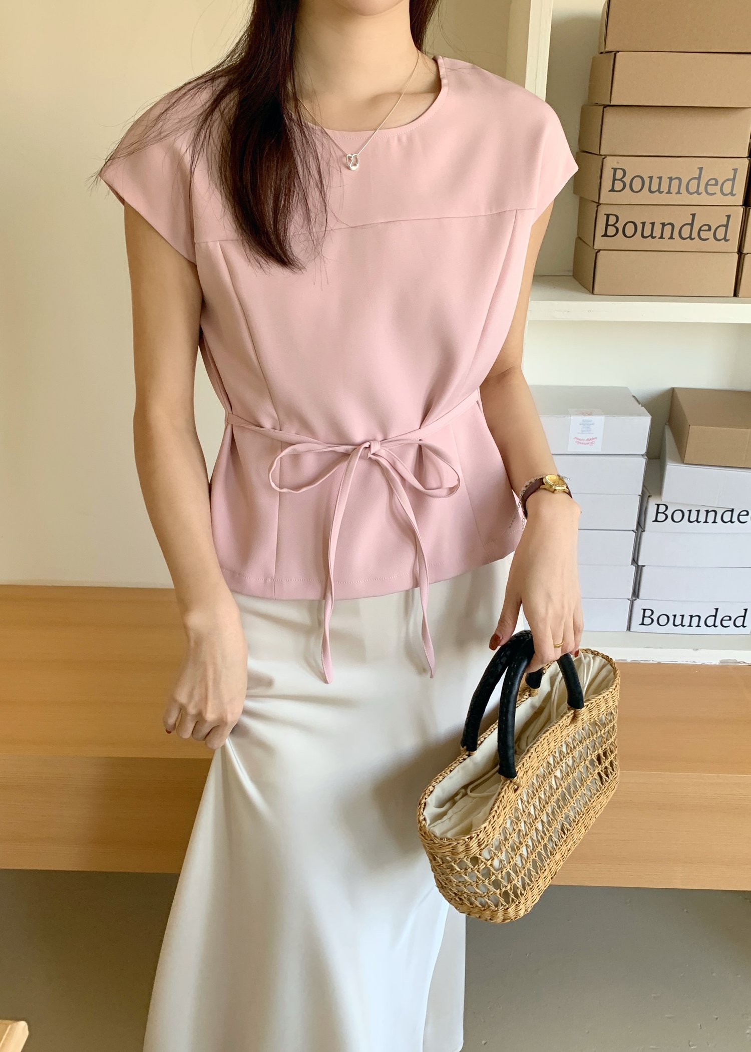 (DEFECT) Joanna Flare Blouse in Nude Pink