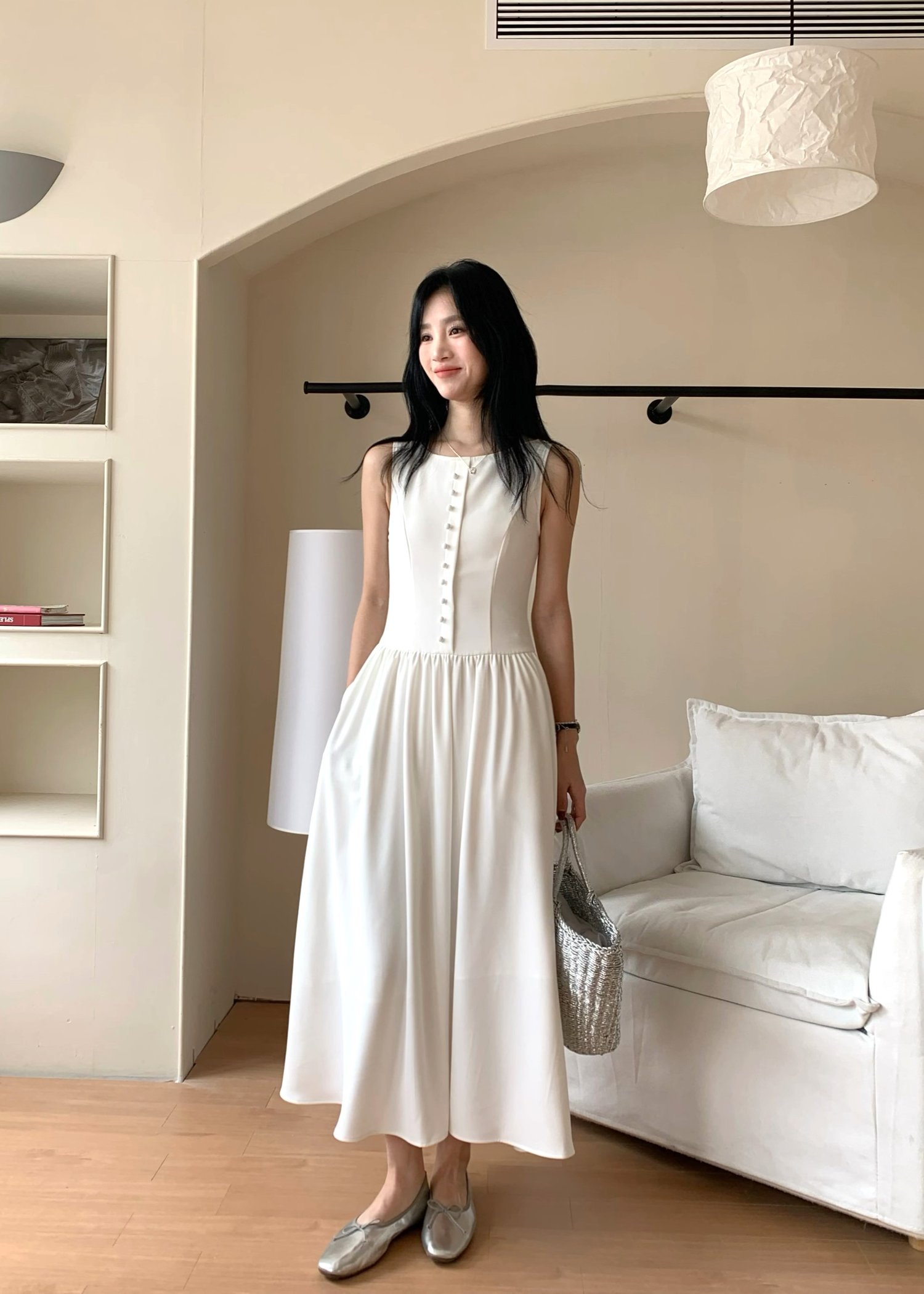 (DEFECT) Diana Fleur Maxi Dress in White