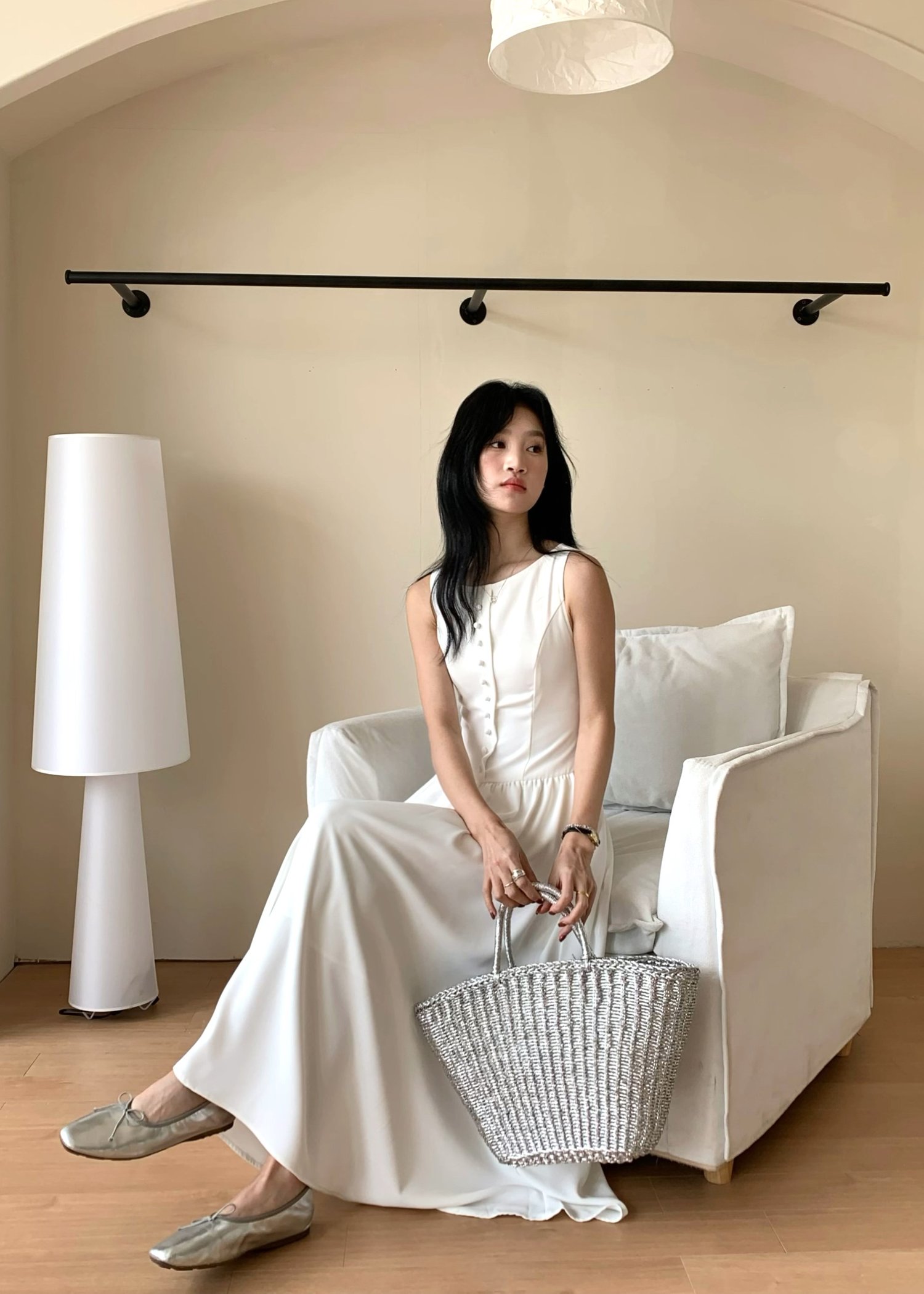 (DEFECT) Diana Fleur Maxi Dress in White