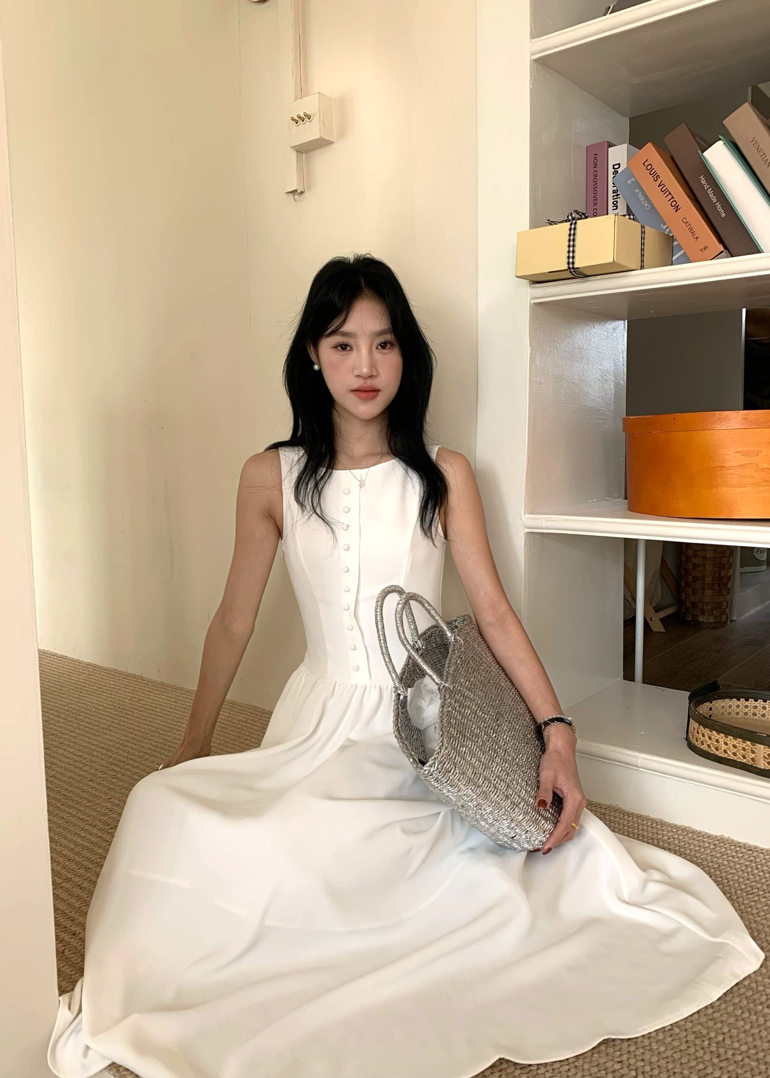(DEFECT) Diana Fleur Maxi Dress in White