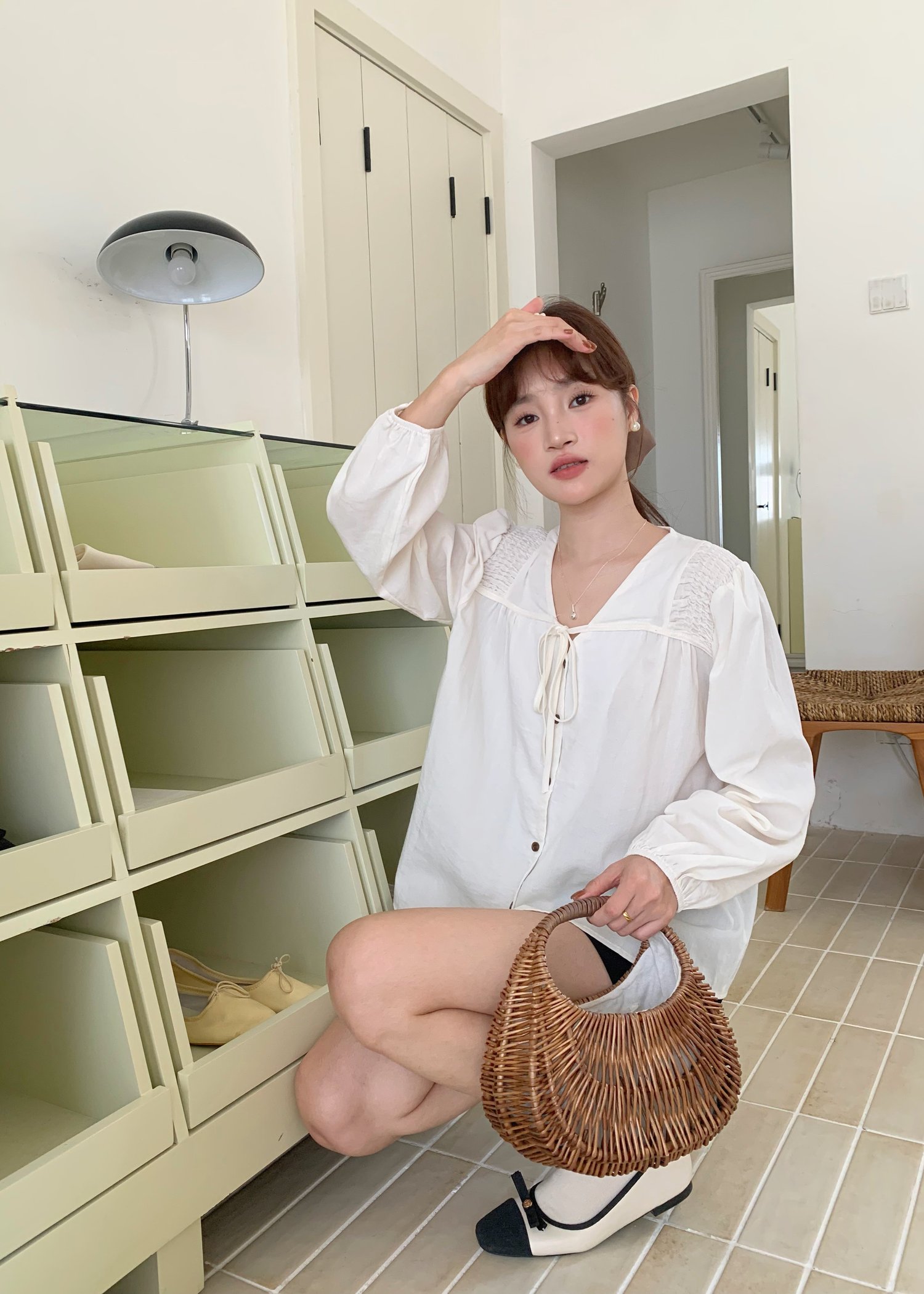 (DEFECT) Gracie Puffy Long Sleeve Blouse in Apricot