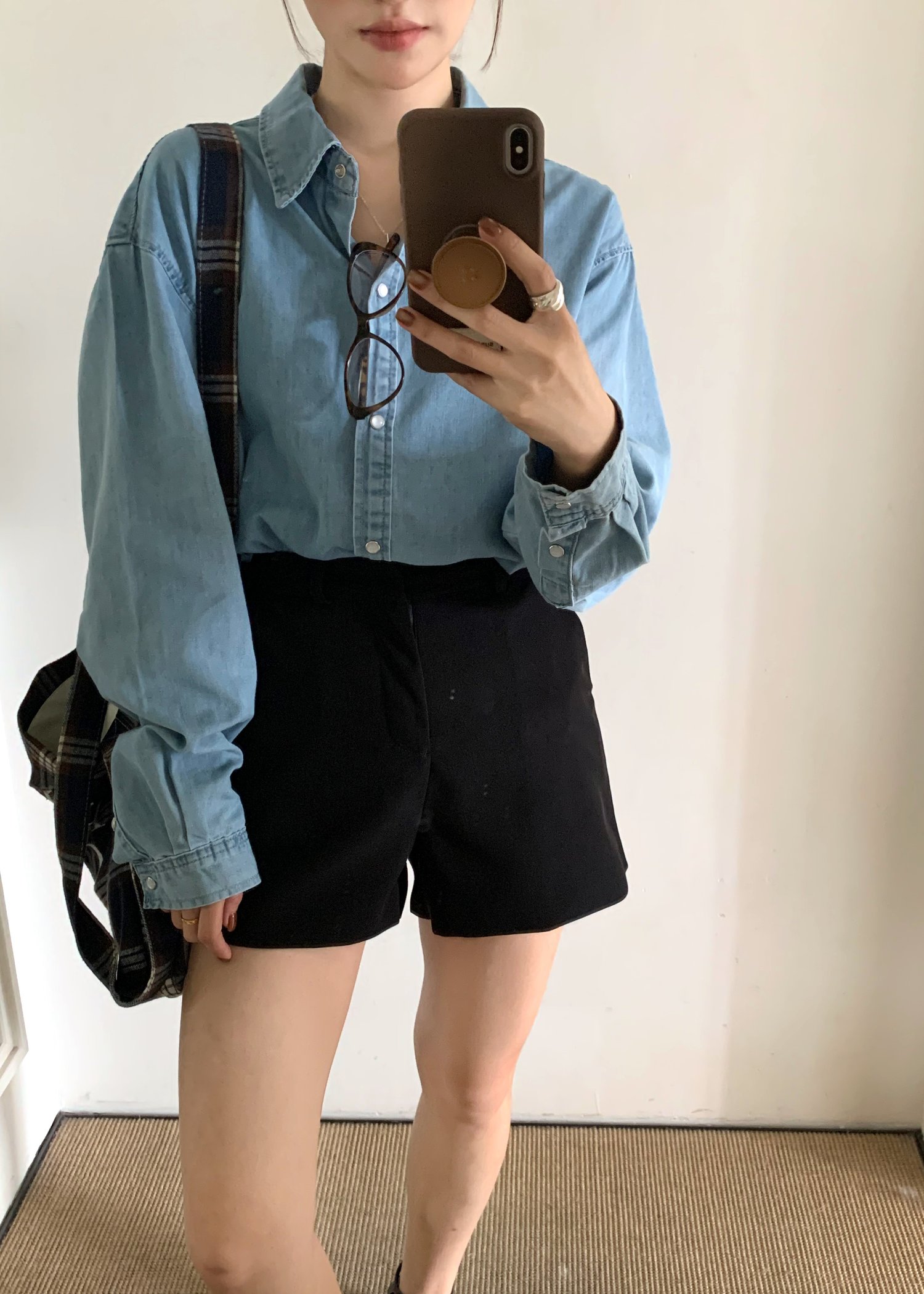 (DEFECT) 90s Casual Denim Blouse in Blue