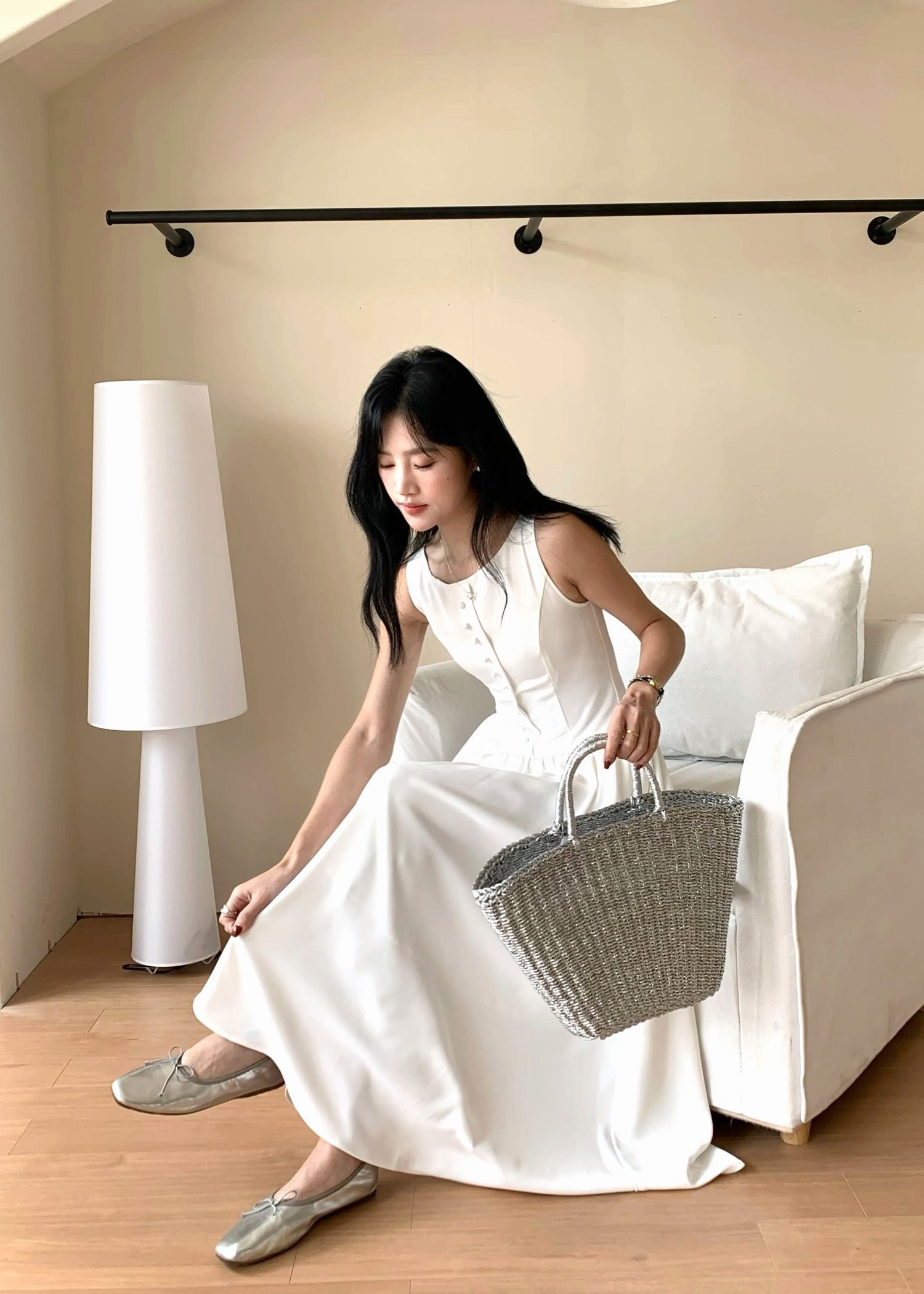 (DEFECT) Diana Fleur Maxi Dress in White