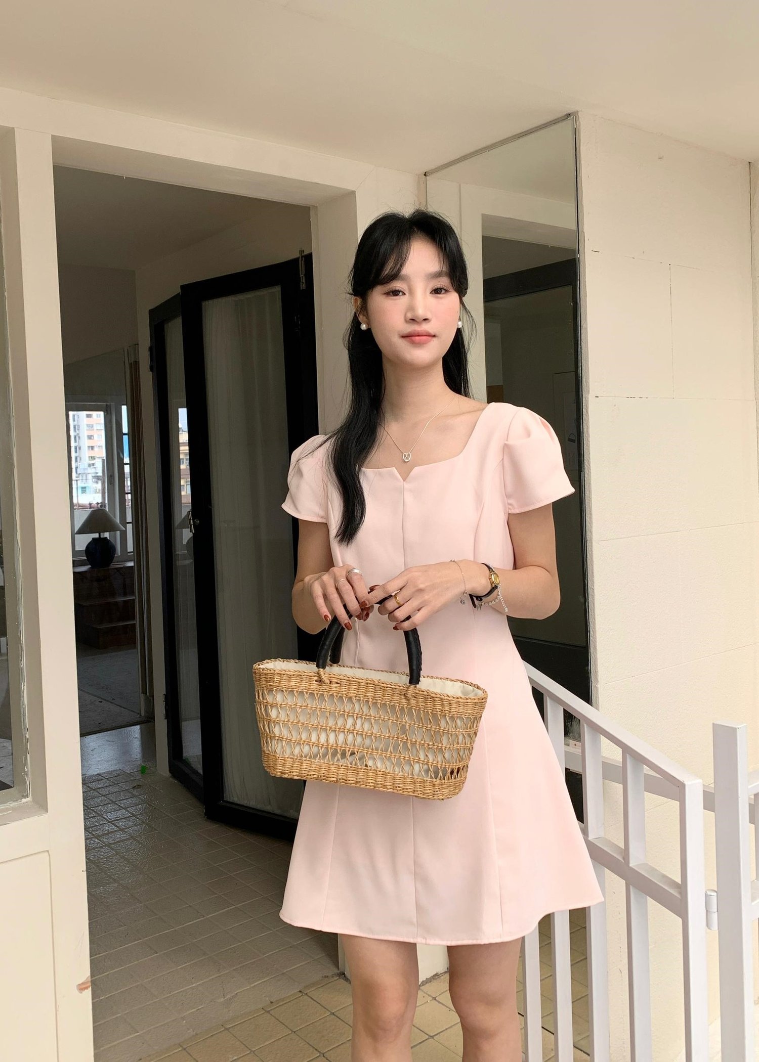 (DEFECT) L’ Amour French Garden Mini Dress in Pink