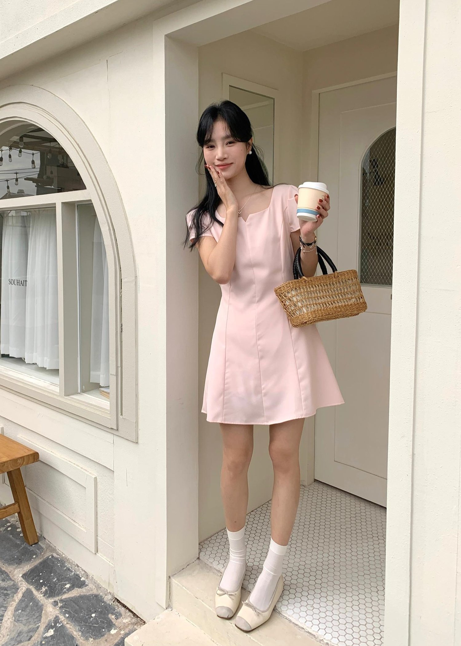 (DEFECT) L’ Amour French Garden Mini Dress in Pink
