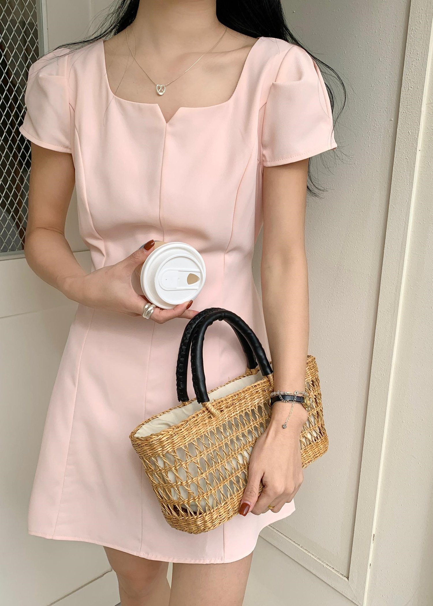 (DEFECT) L’ Amour French Garden Mini Dress in Pink