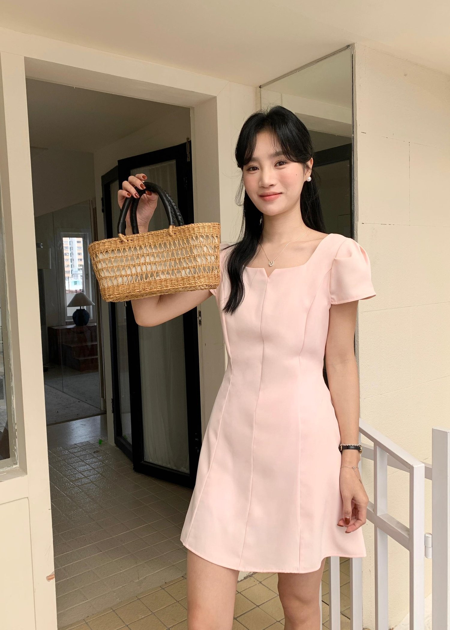(DEFECT) L’ Amour French Garden Mini Dress in Pink