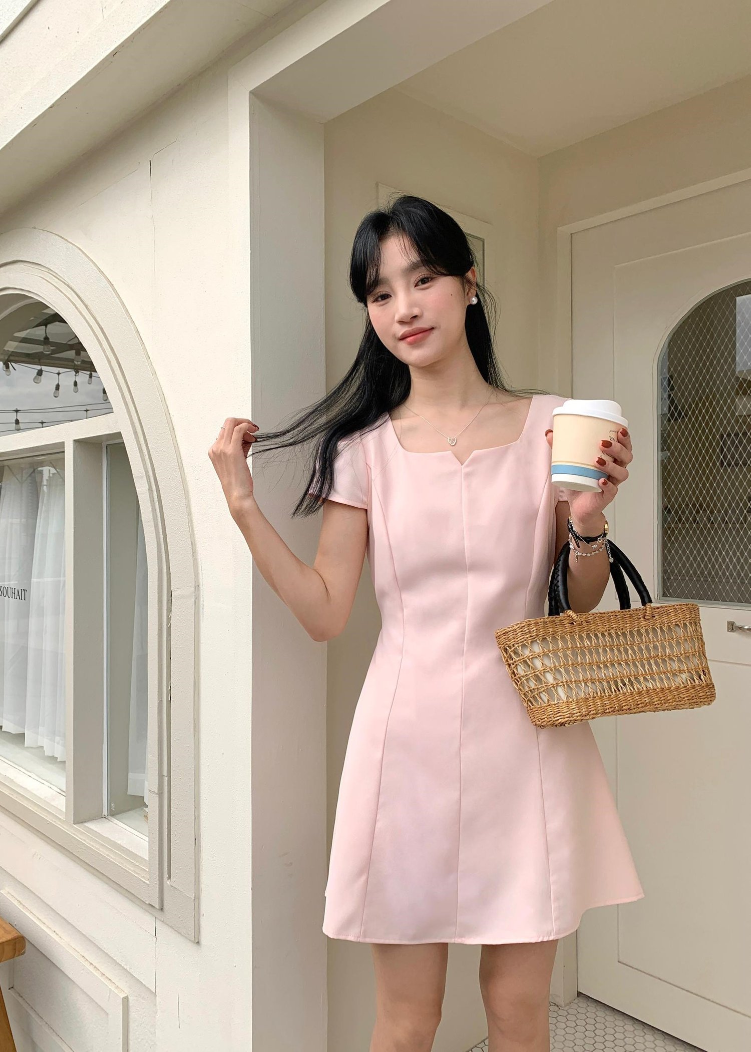 (DEFECT) L’ Amour French Garden Mini Dress in Pink