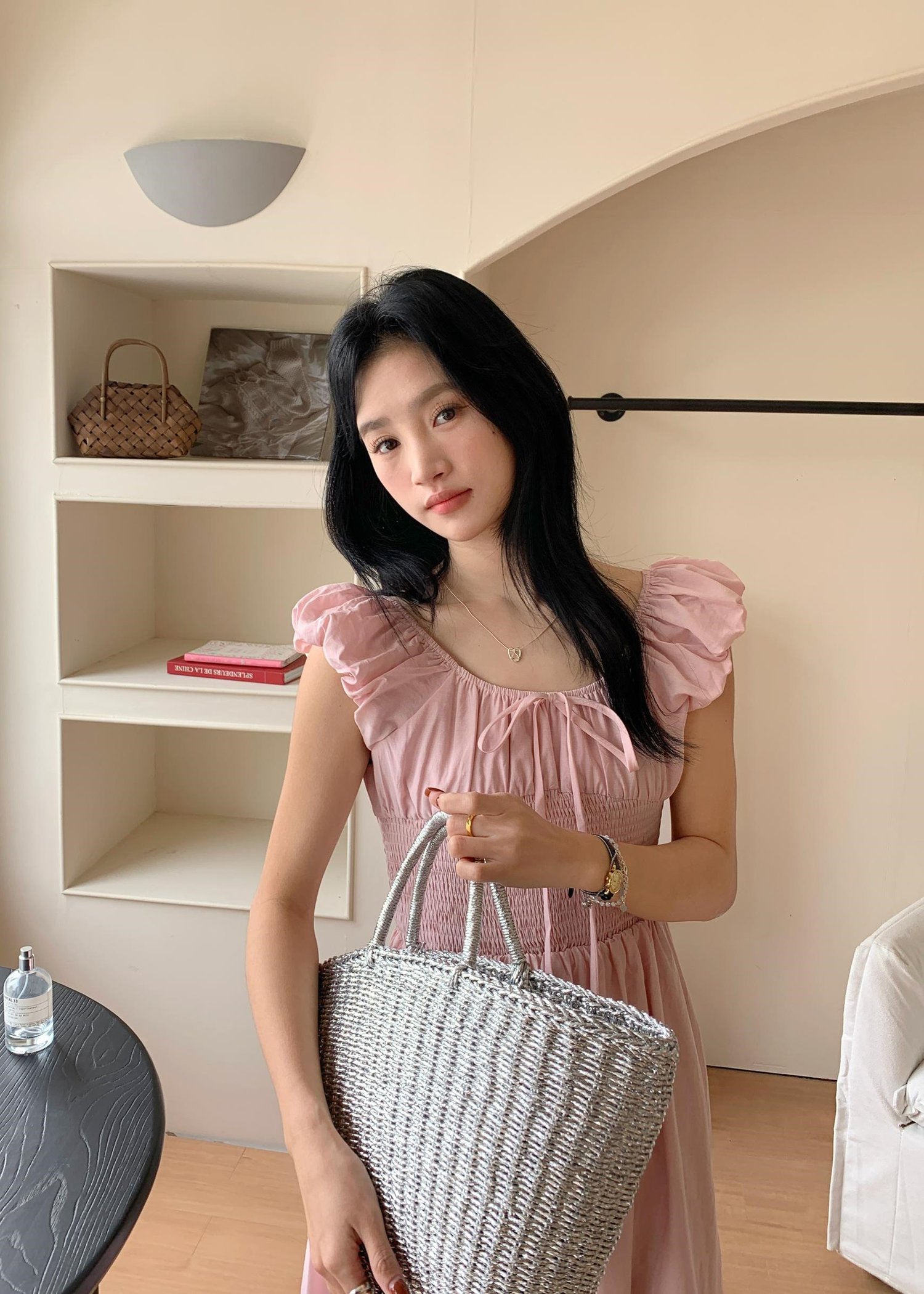 De Luna Long Dress in Baby Pink