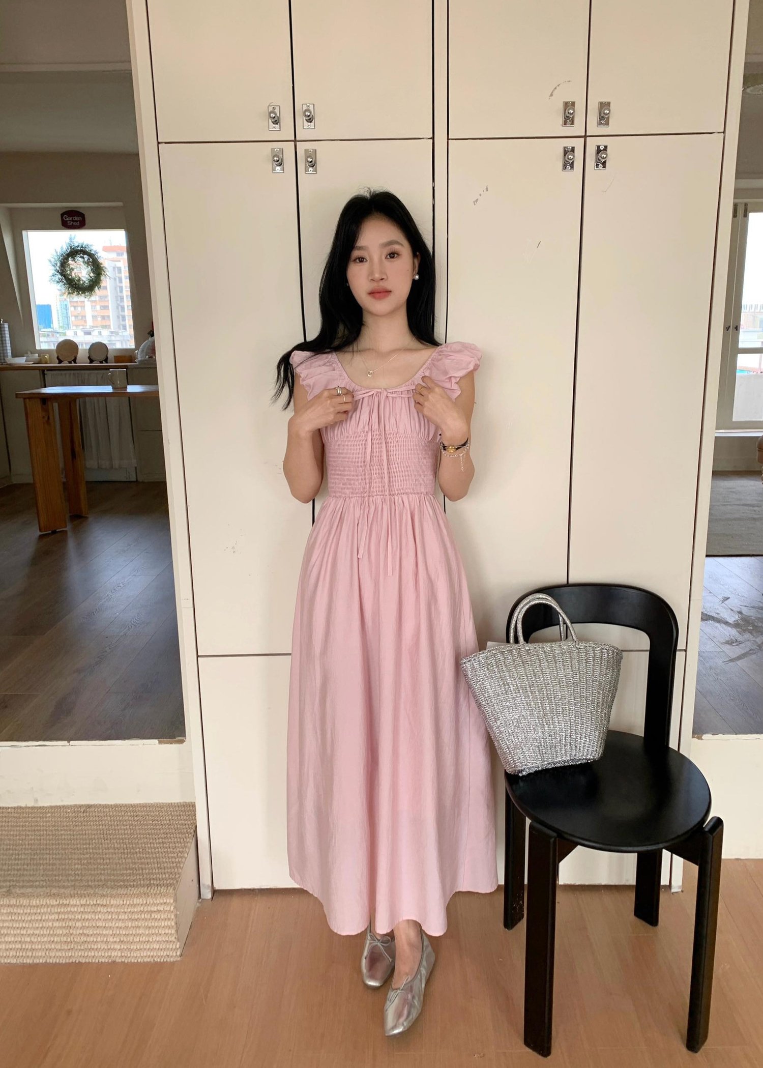 De Luna Long Dress in Baby Pink