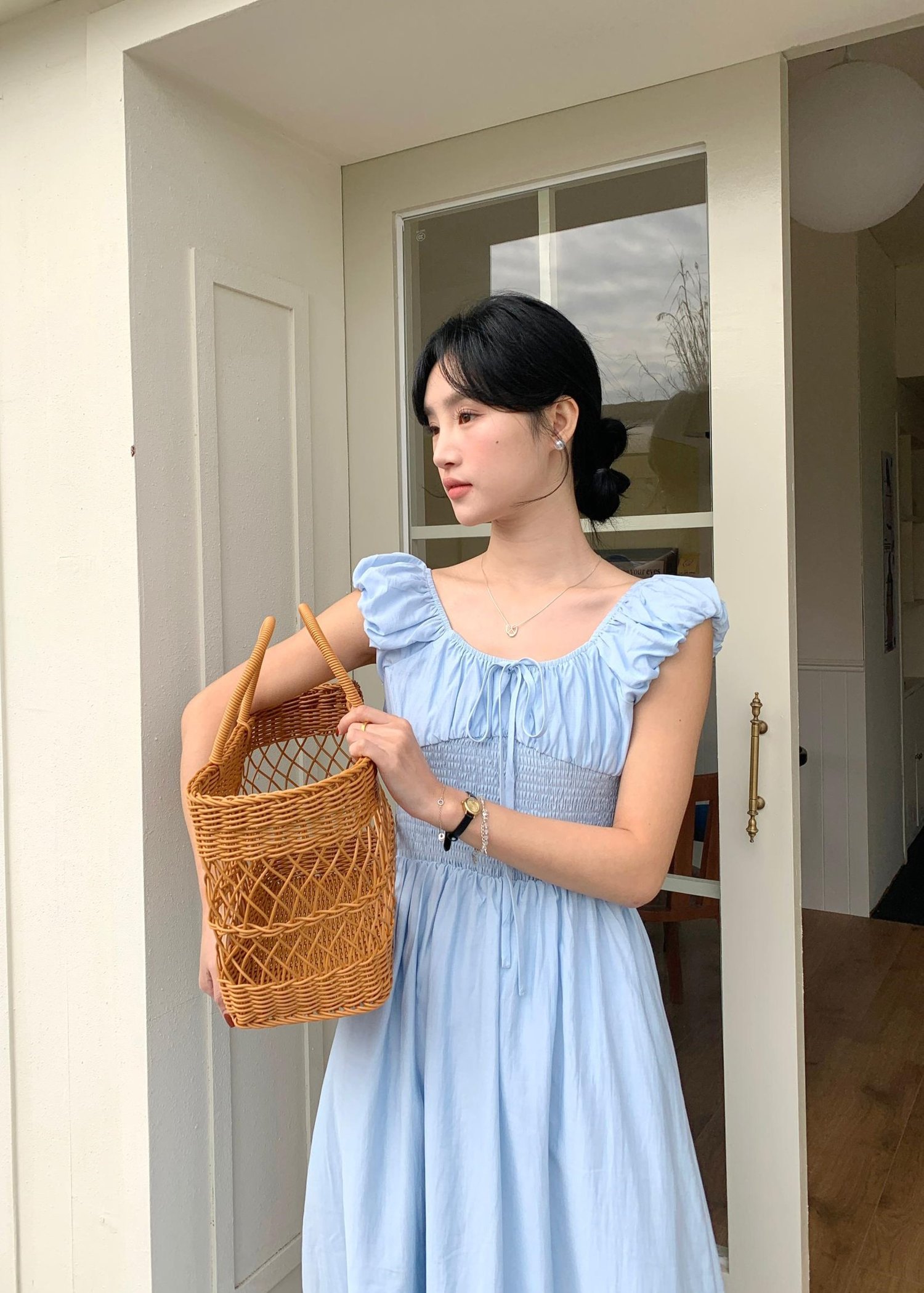 De Luna Long Dress in Baby Blue