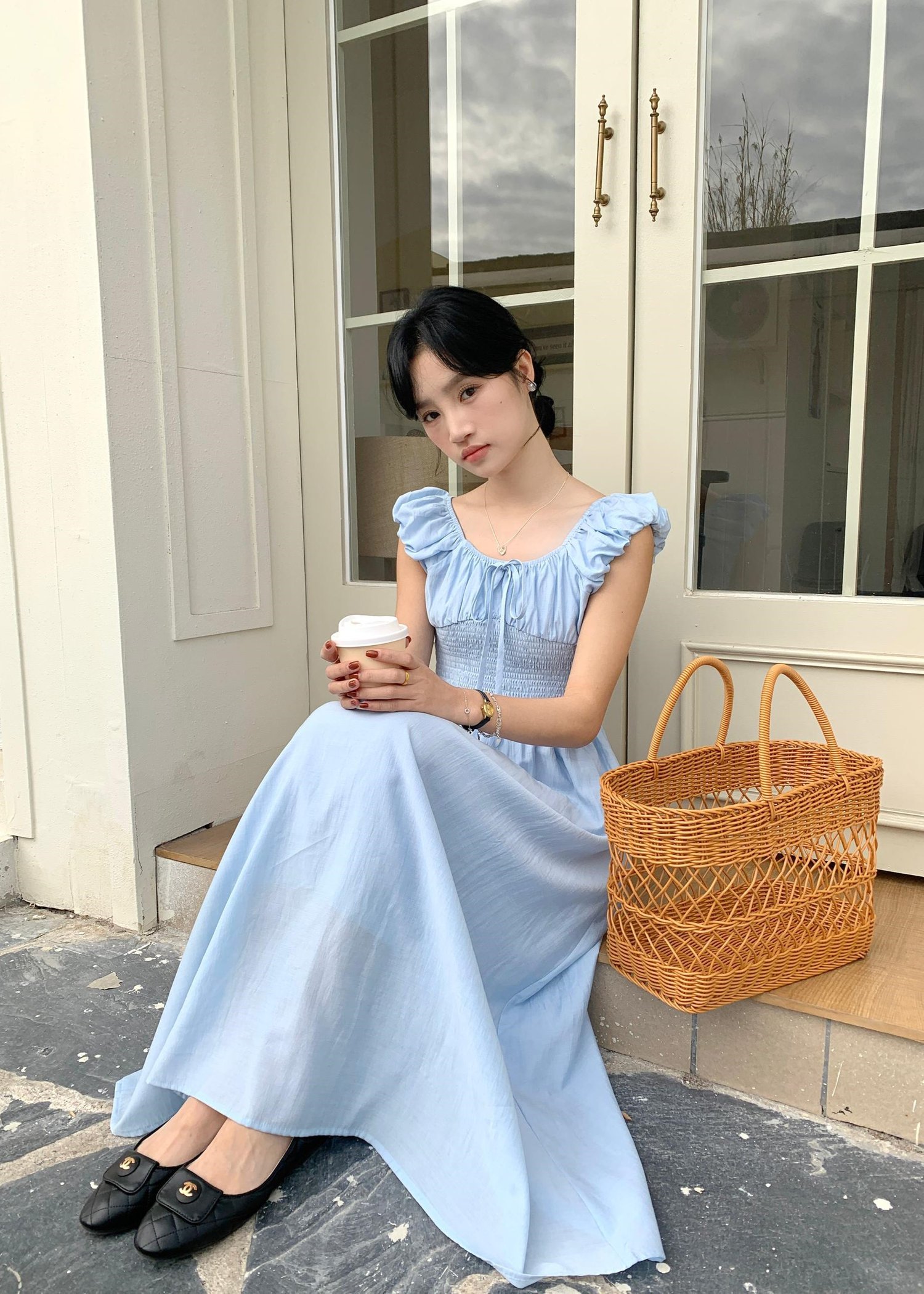 De Luna Long Dress in Baby Blue