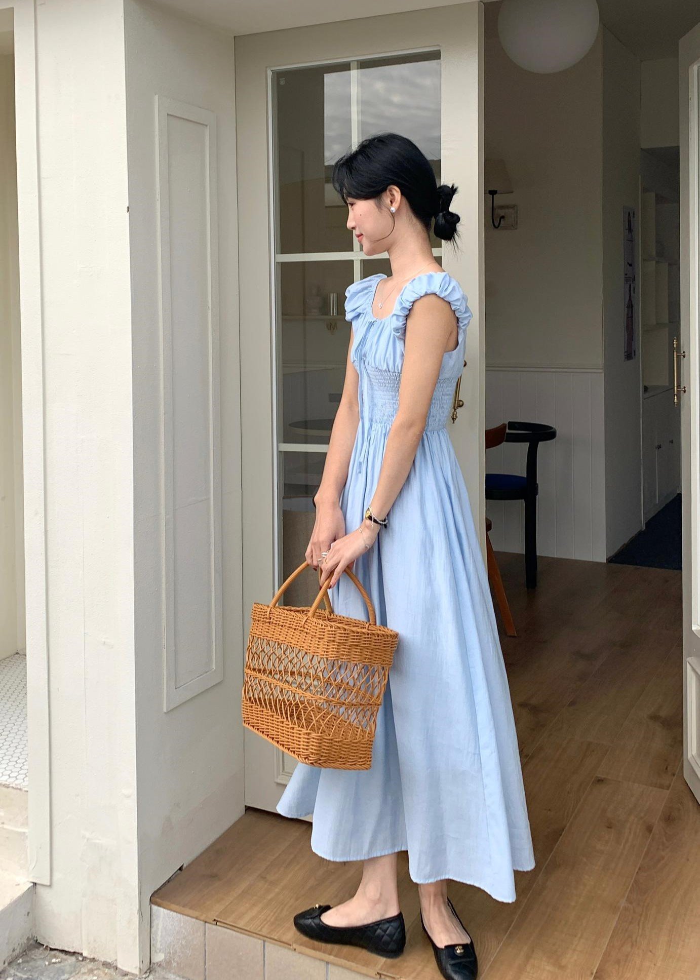 De Luna Long Dress in Baby Blue