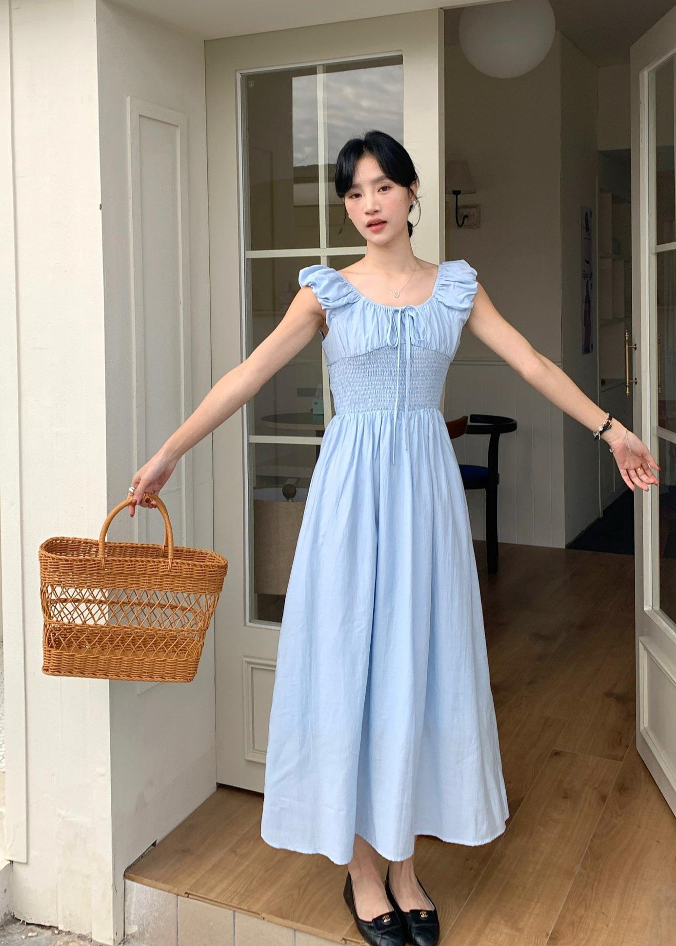 De Luna Long Dress in Baby Blue