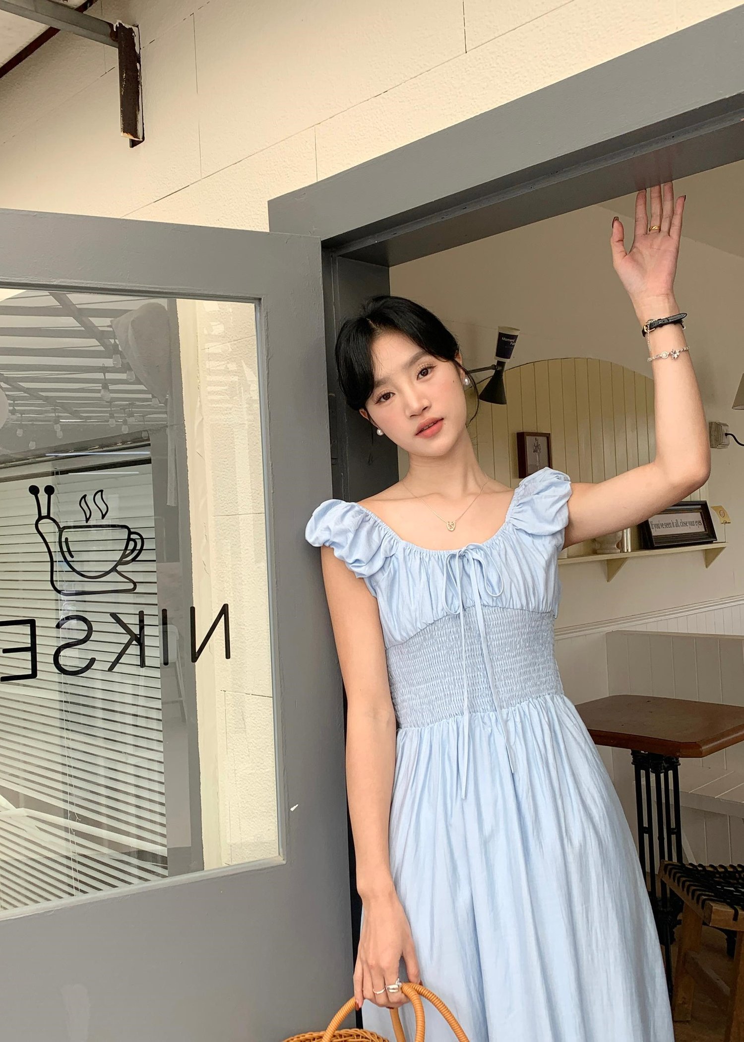 De Luna Long Dress in Baby Blue