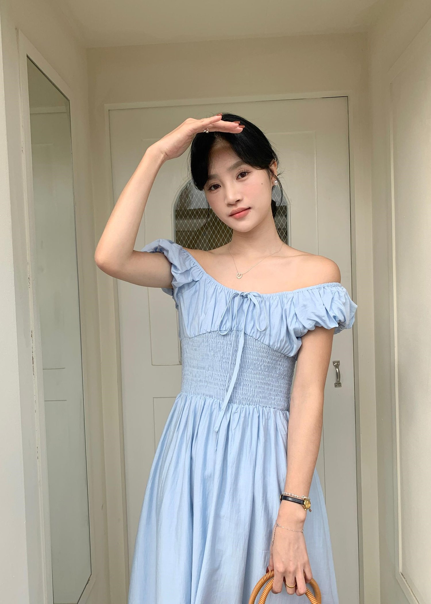 De Luna Long Dress in Baby Blue