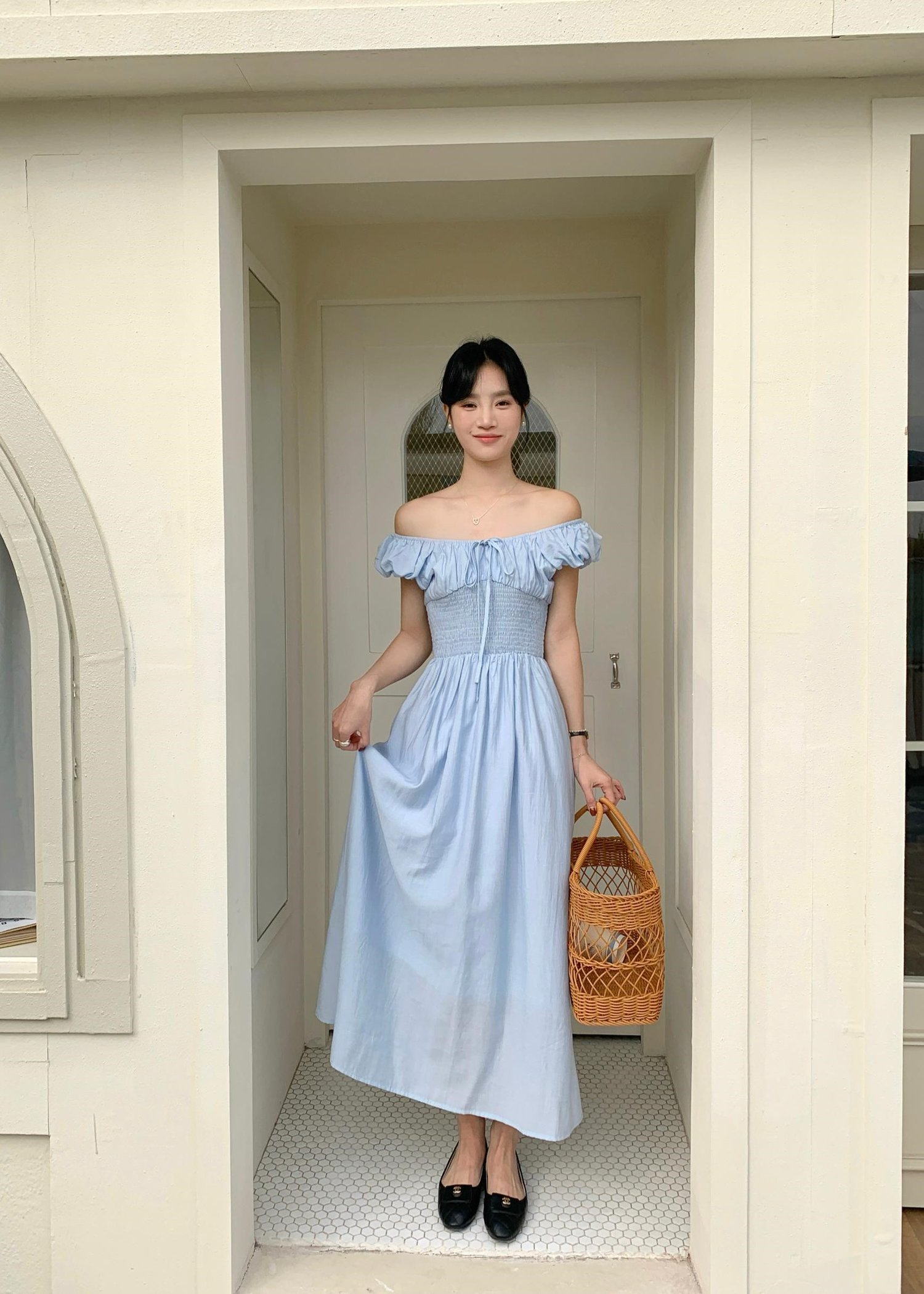 De Luna Long Dress in Baby Blue
