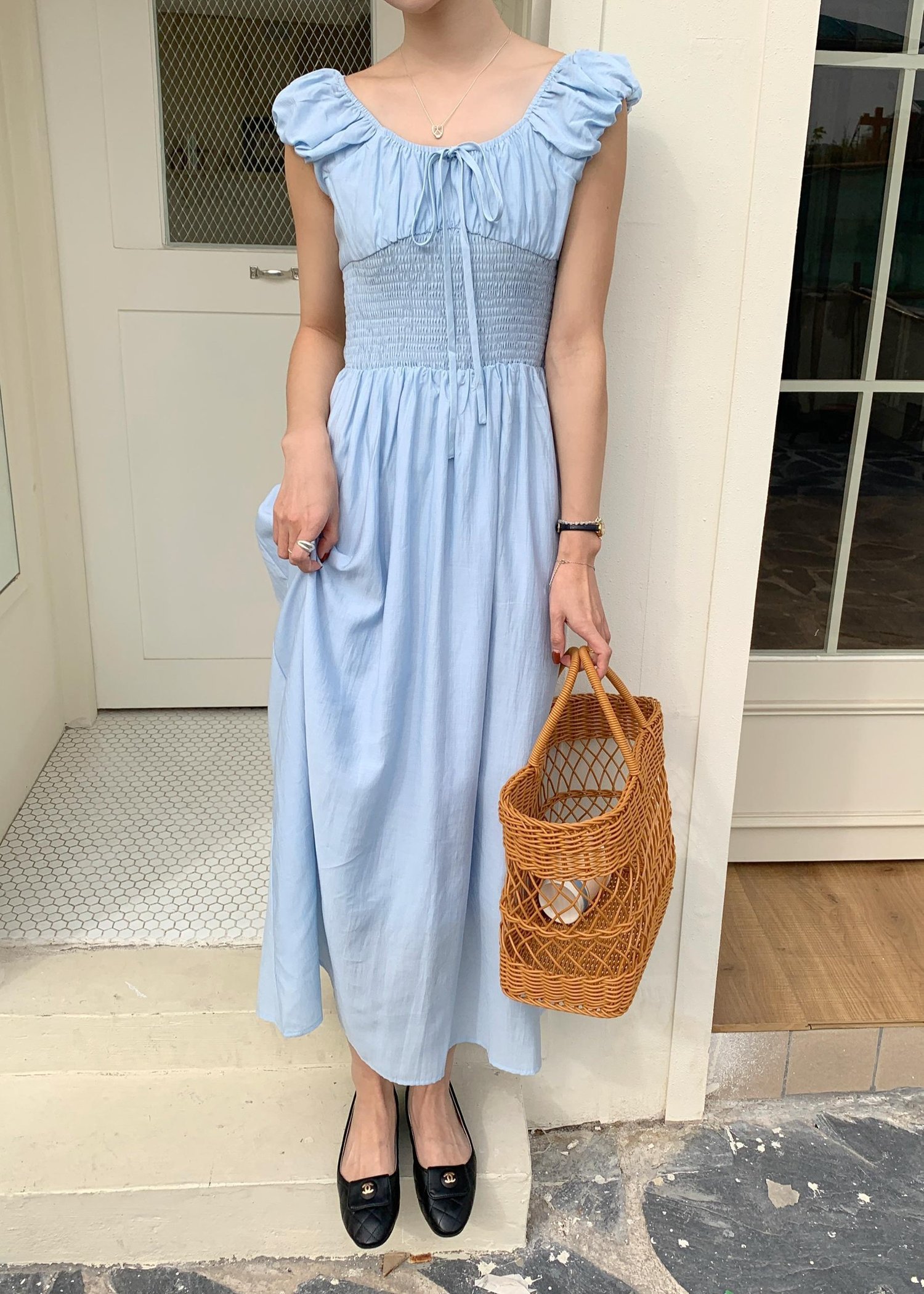 De Luna Long Dress in Baby Blue