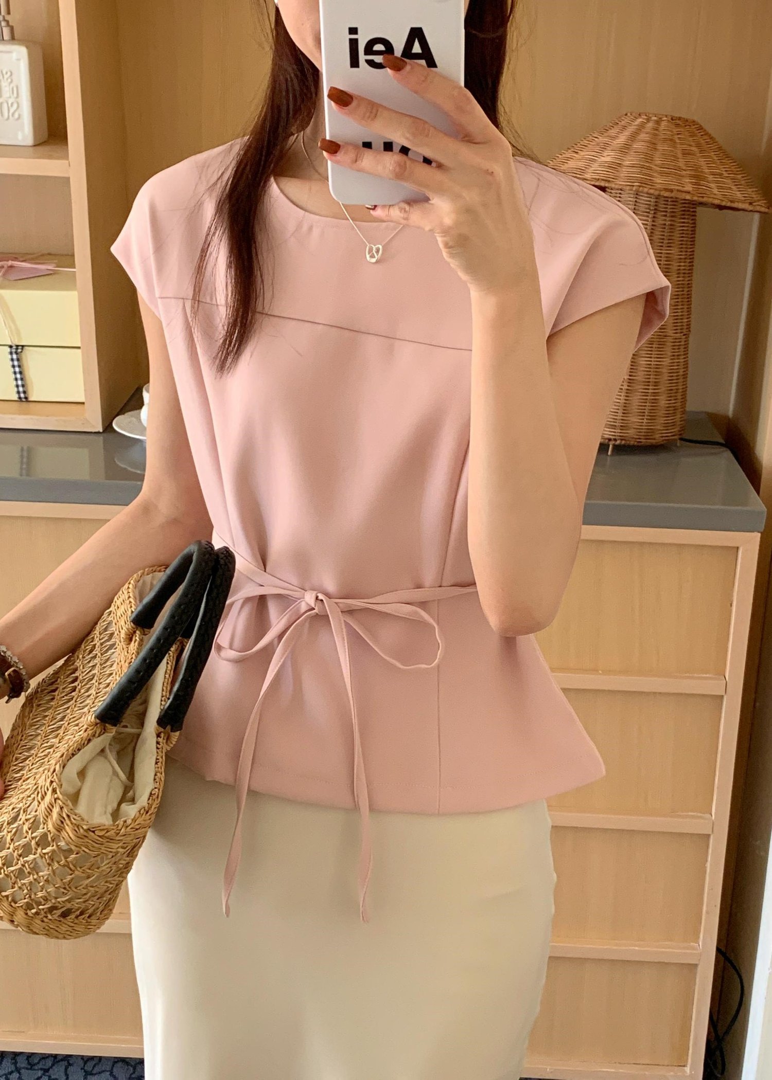 Joanna Flare Blouse in Nude Pink