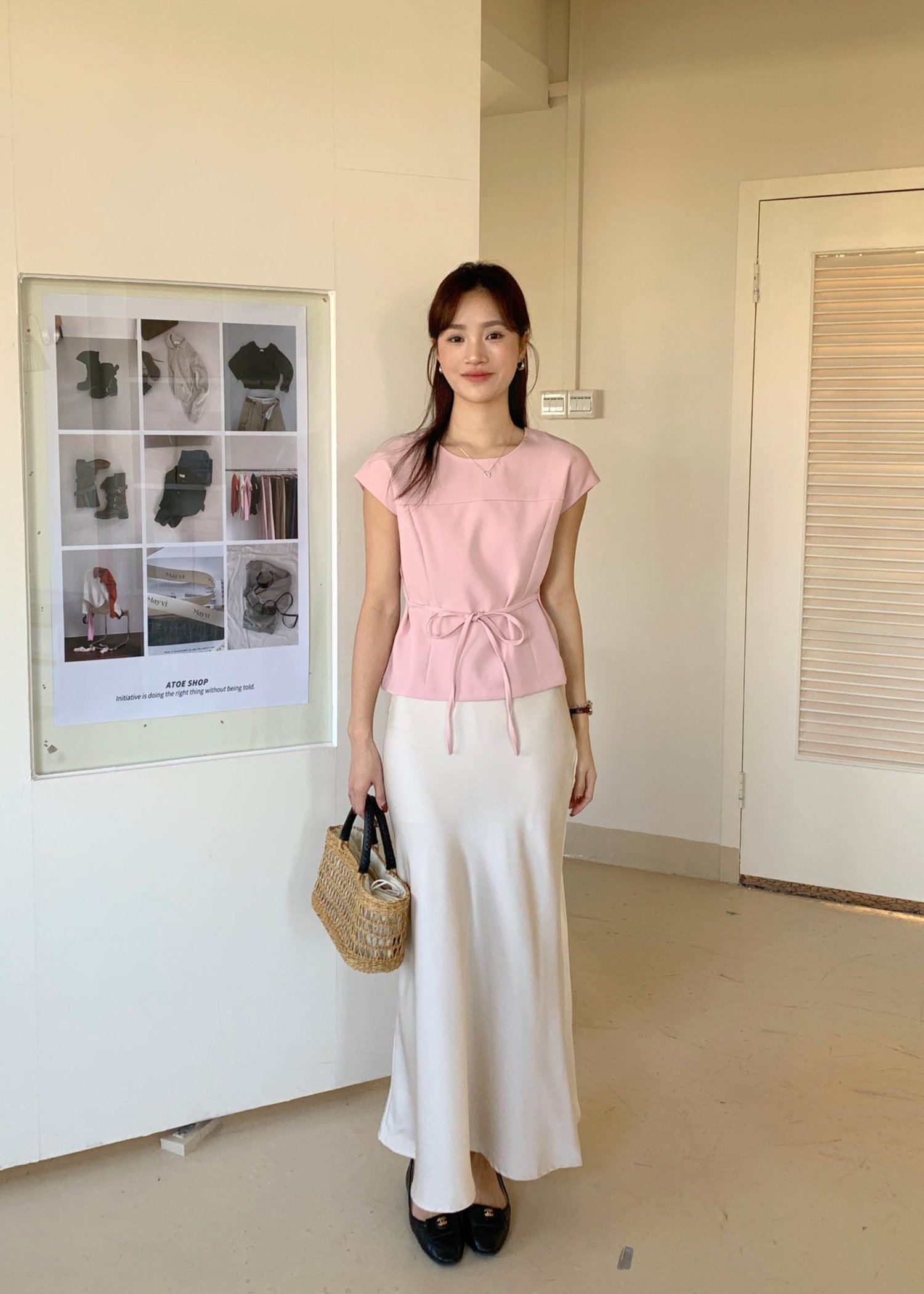 Joanna Flare Blouse in Nude Pink