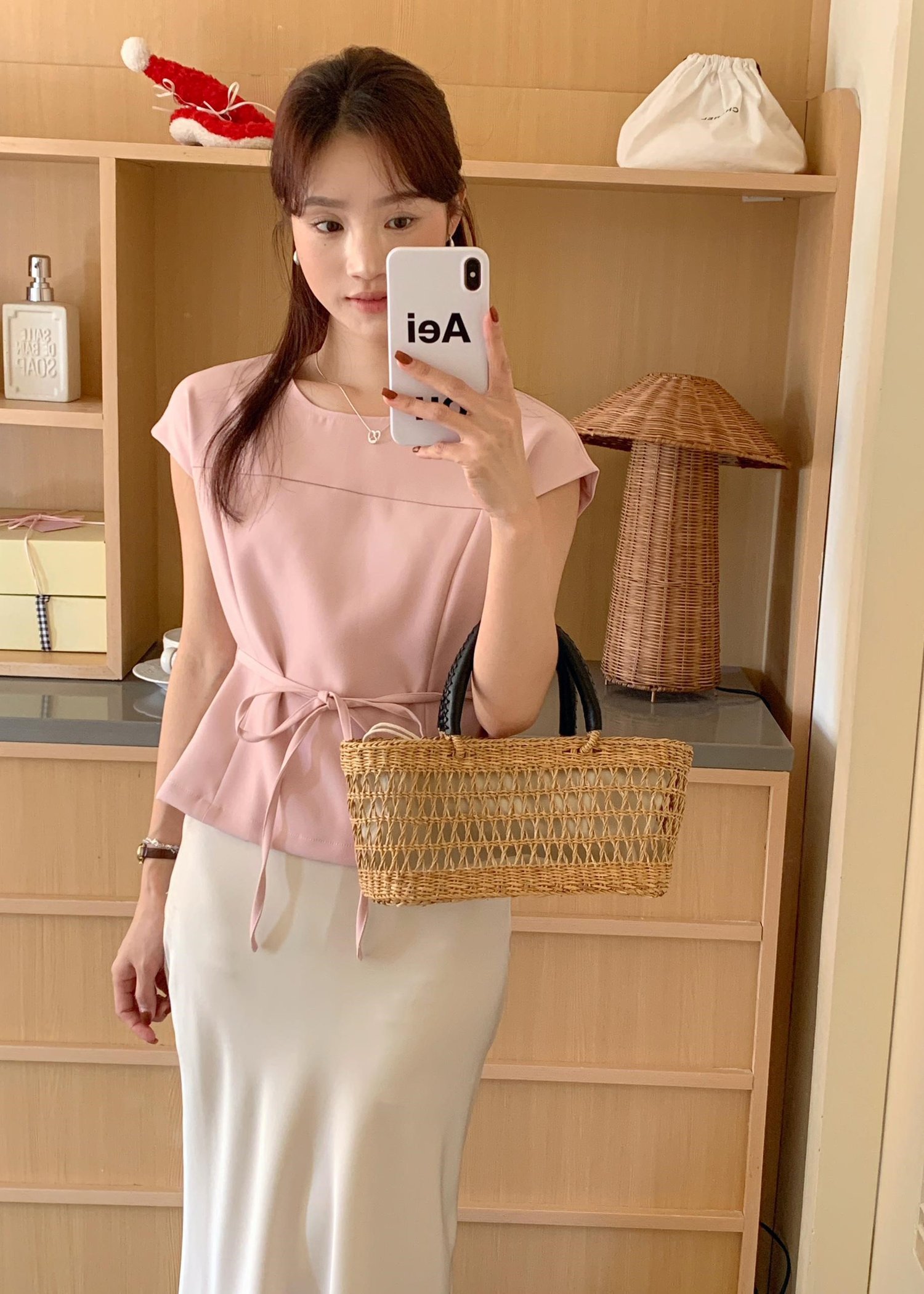 Joanna Flare Blouse in Nude Pink