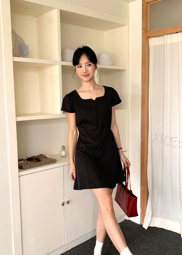 L’ Amour French Garden Mini Dress in Black