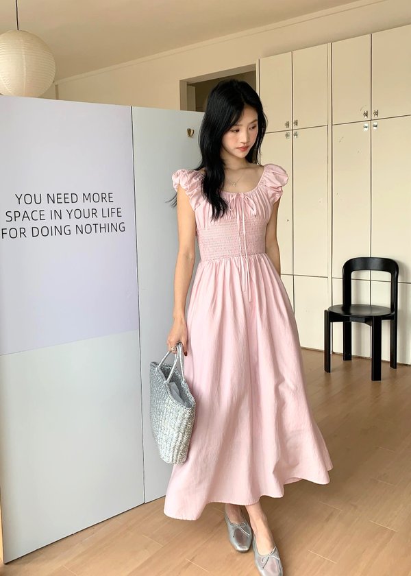 De Luna Long Dress in Baby Pink