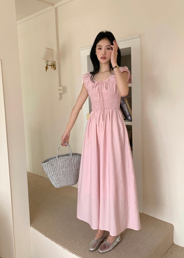 De Luna Long Dress in Baby Pink