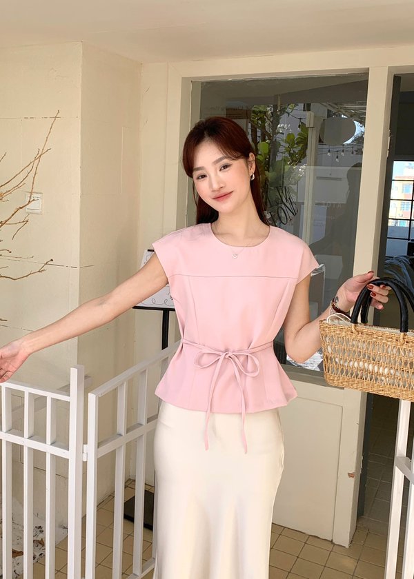 Joanna Flare Blouse in Nude Pink