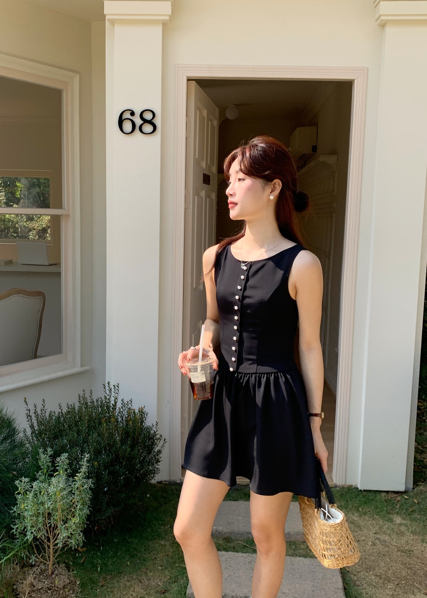 Diana Fleur Mini Dress in Black