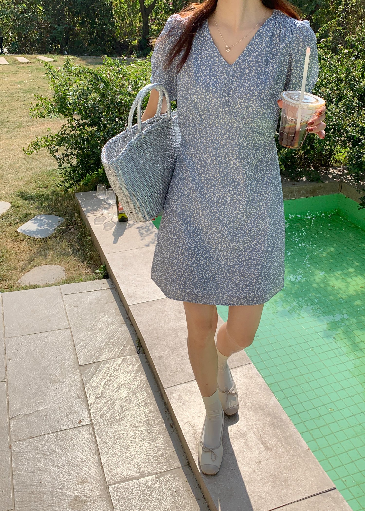 Le' Reve Floral Mini Dress in Blue