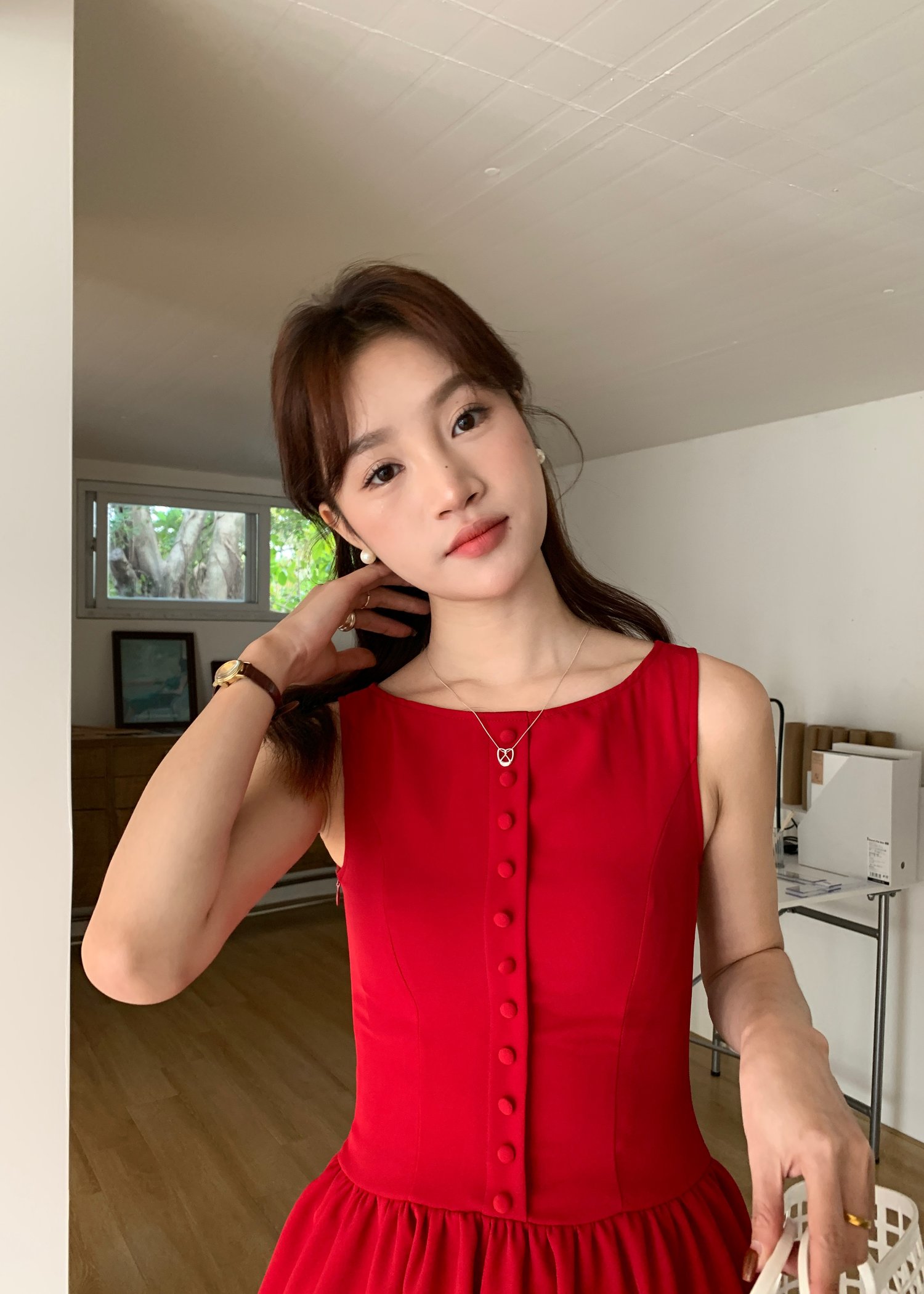 Diana Fleur Mini Dress in Red