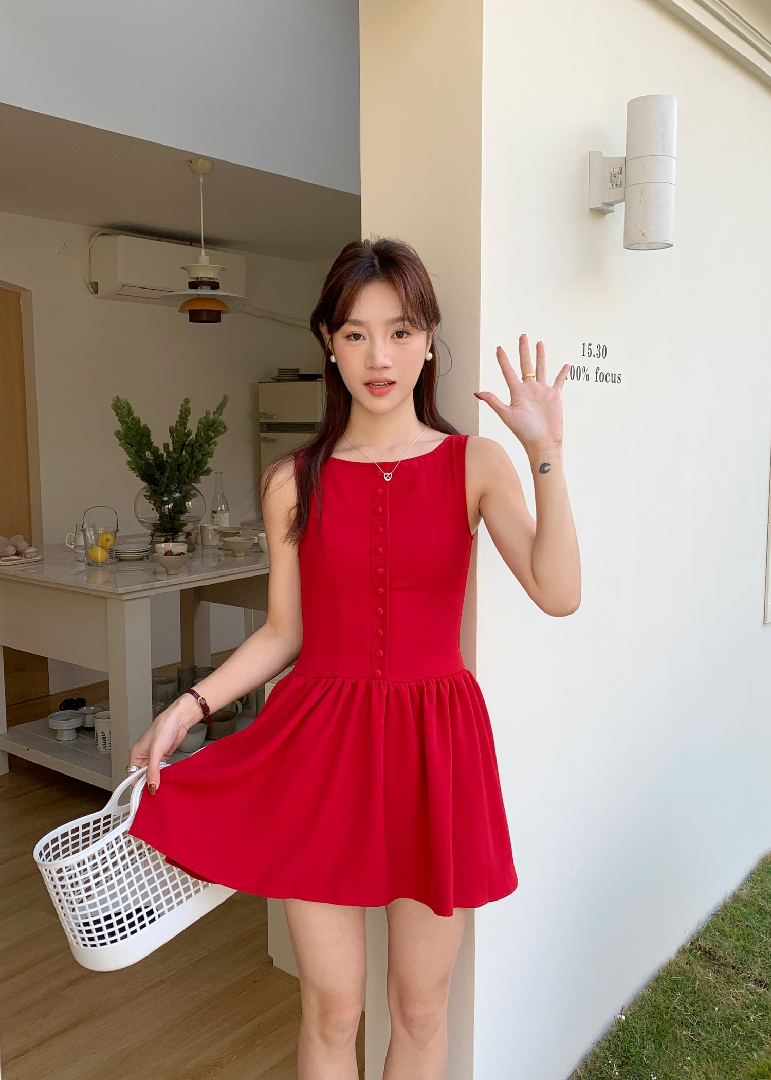 Diana Fleur Mini Dress in Red