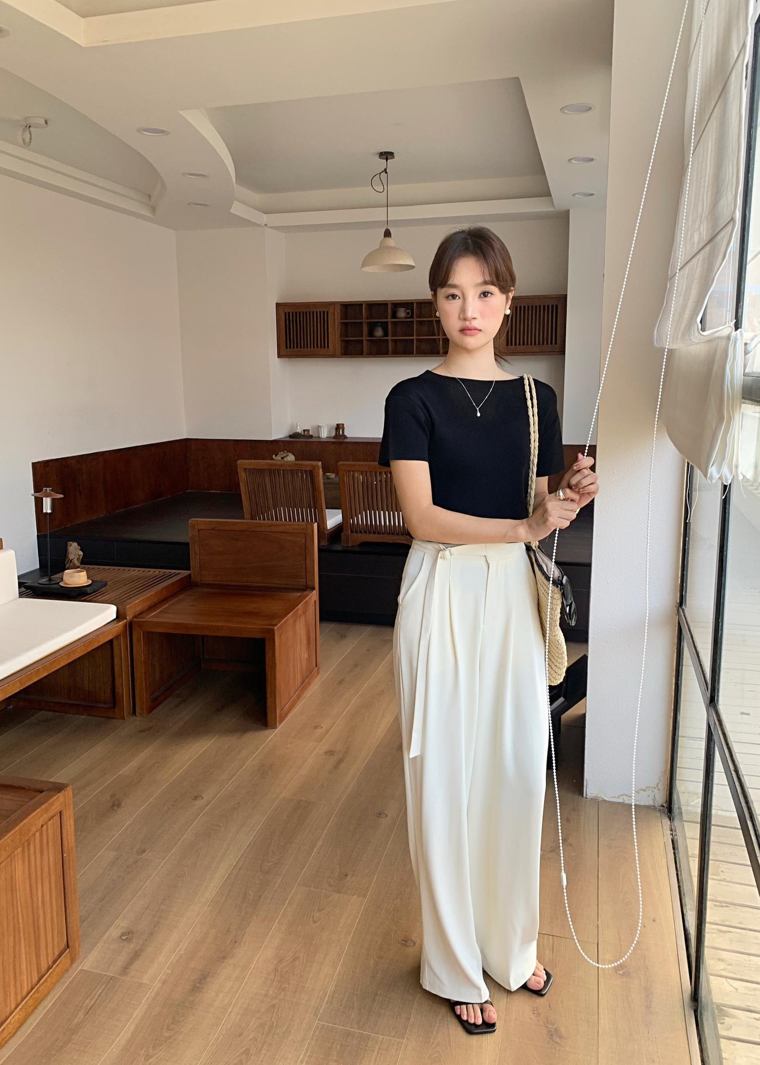 (DEFECT) Varie Mesh Knit Top in Black